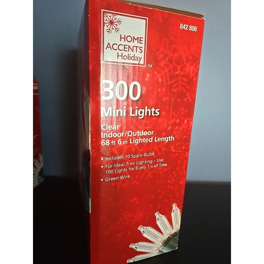 Home Accents Holiday Christmas 300 & 100 count Mini Lights Clear
